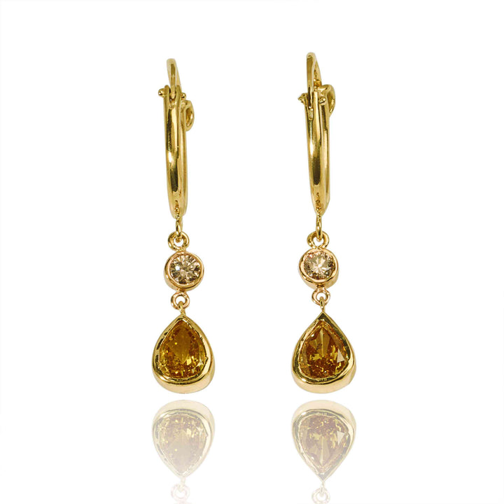 14K Yellow Gold Earrings With Natural Diamonds