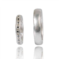 Set Verighete "ATIS-M 2" 14K Din Aur Alb Cu Diamante Naturale