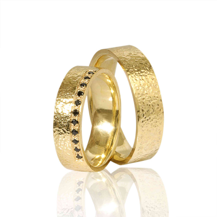 "MIRA" 14K Yellow Gold Wedding Ring Set With Natural Diamonds