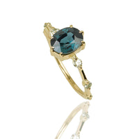 Inel Din Aur Galben 14k Cu Spinel și Diamante Naturale