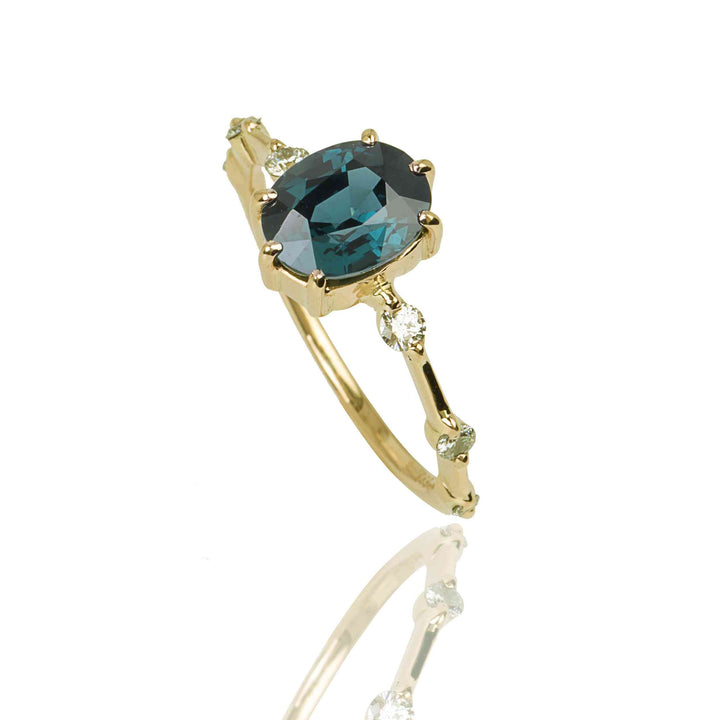 14K Yellow Gold Ring With Spinel and Natural Diamonds