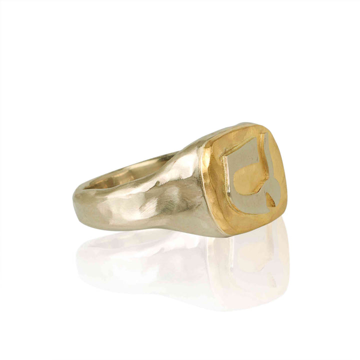 Ring Made of 14K White Gold and 24k Yellow Gold