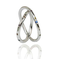 Set Verighete "DINA" Din Aur Alb 14K Cu Safire