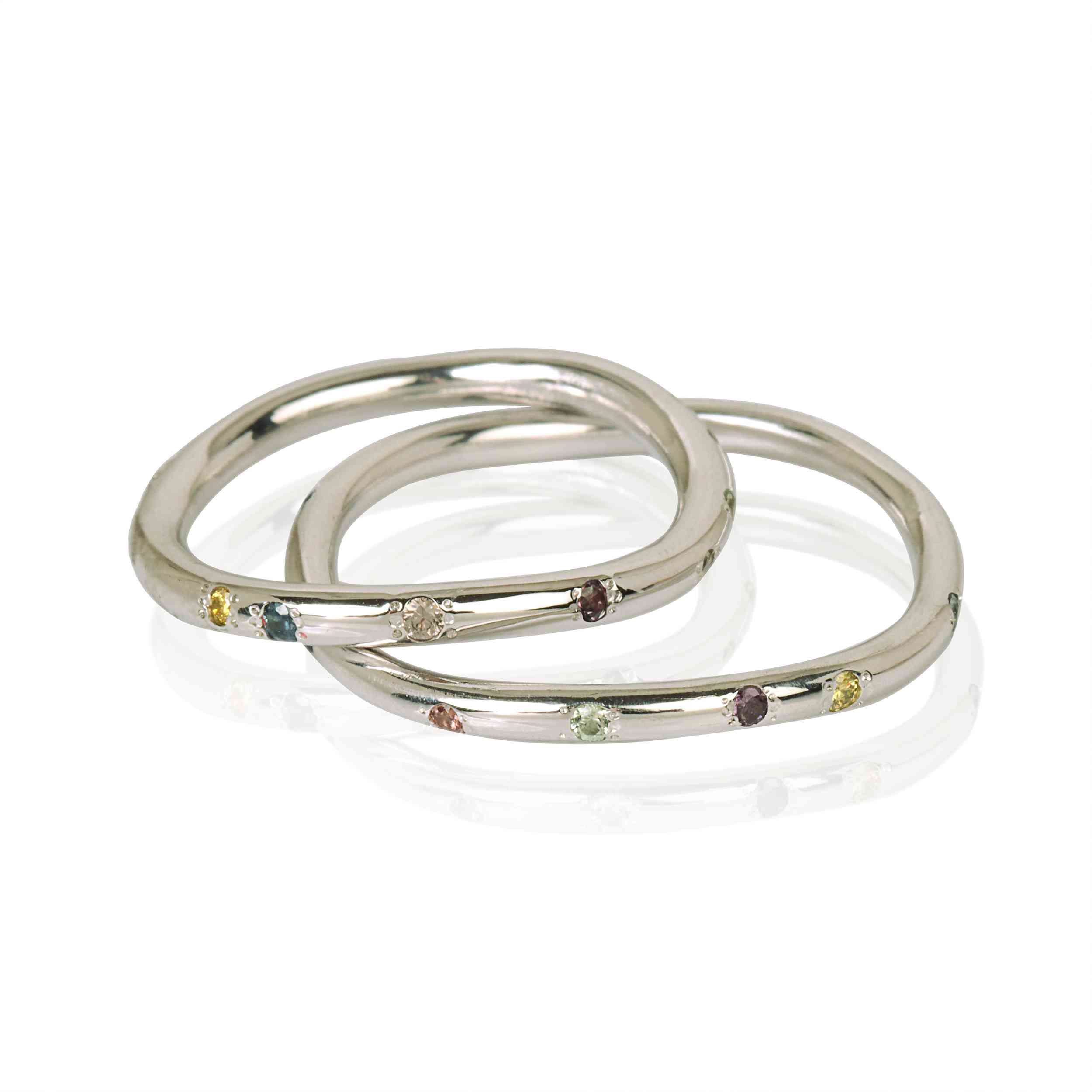 14K White Gold Wedding Rings with Diamonds | Handwork in Romania