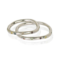 Set Verighete "DINA" Din Aur Alb 14K Cu Safire