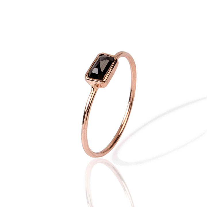 14K Rose Gold Engagement Ring With Black Diamond