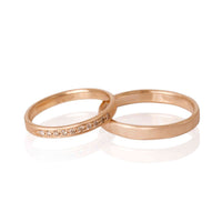Set Verighete "Gily" 14K Din Aur Roz cu diamante naturale