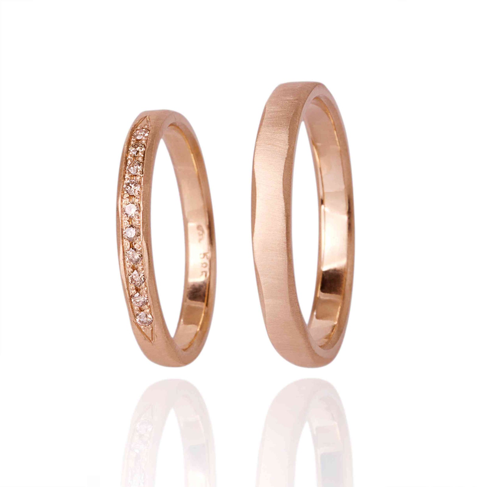 Set Verighete "Gily" 14K Din Aur Roz cu diamante naturale