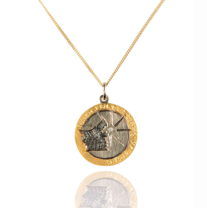 14K+24K White and Yellow Gold Necklace With Natural Diamond