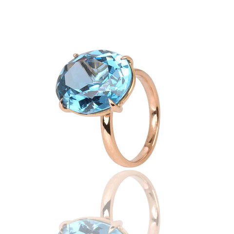 Inel Din Aur Roz 14k Cu London Topaz