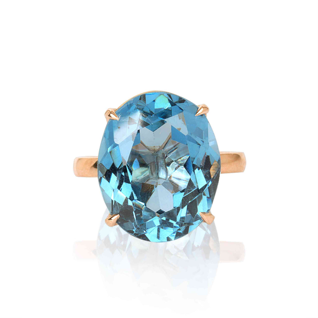 Inel Din Aur Roz 14k Cu London Topaz