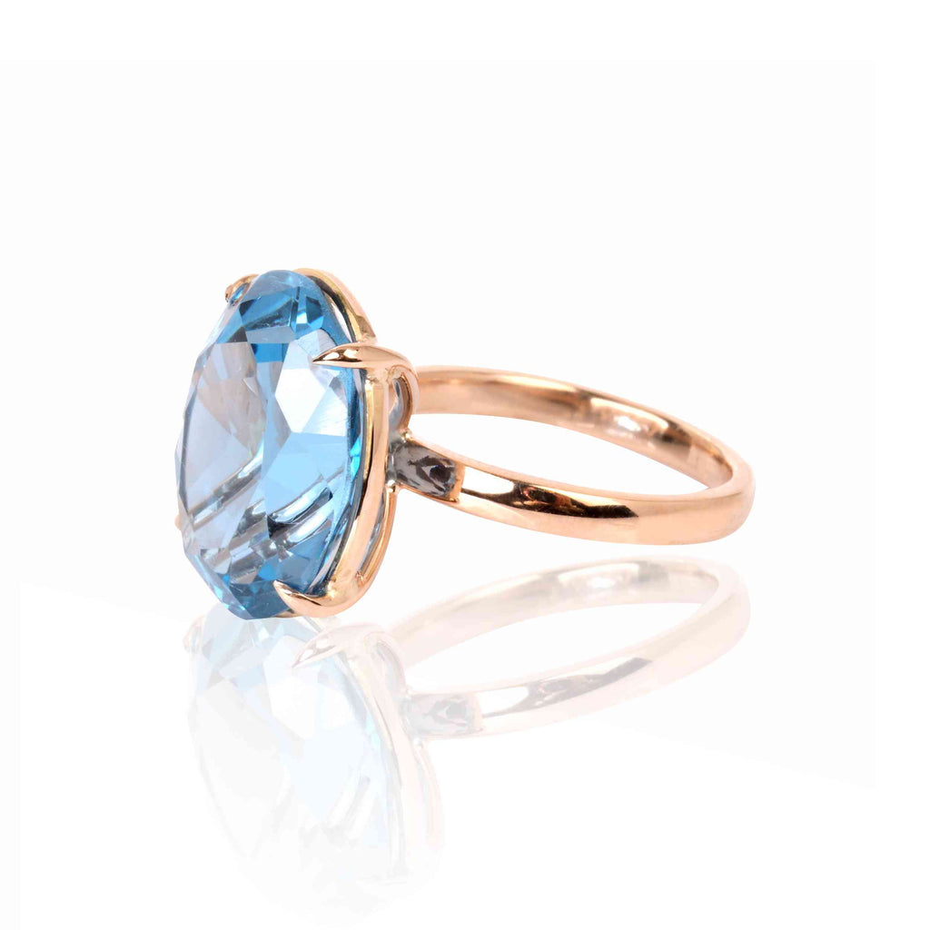 Inel Din Aur Roz 14k Cu London Topaz