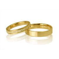 Set Verighete "RISE" 14K Din Aur Galben Cu Diamante Naturale