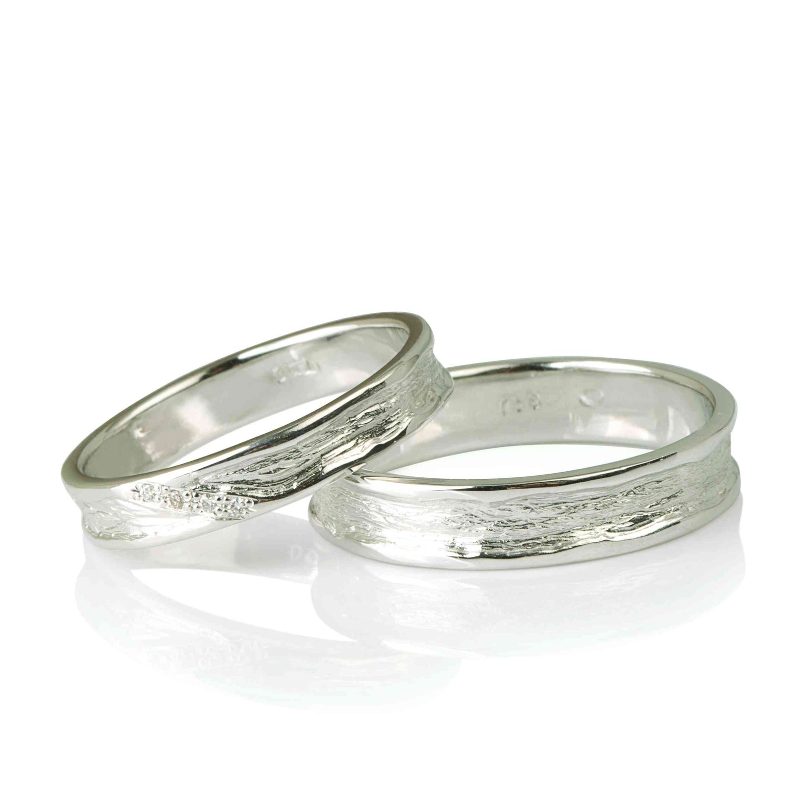 Set Verighete "RAISA" Din Aur Alb 14K Cu Diamante Naturale