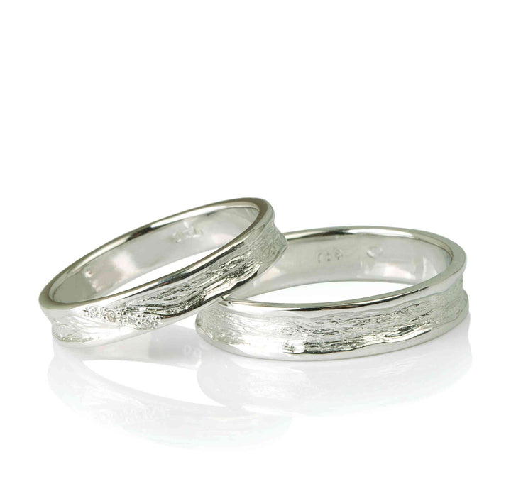 "RAISA" Wedding Ring Set In 14K White Gold With Natural Diamonds