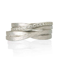 Set Verighete "Twist" Din Aur Alb 14K Cu Diamante Naturale