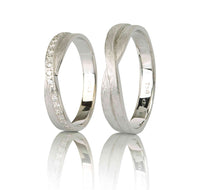 Set Verighete "Twist" Din Aur Alb 14K Cu Diamante Naturale