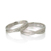 Set Verighete "Twist" Din Aur Alb 14K Cu Diamante Naturale
