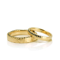 Set Verighete "RIPPLE TEXTURE" 14K Din Aur Galben Cu Diamante Naturale