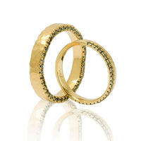 Set Verighete "RIPPLE TEXTURE" 14K Din Aur Galben Cu Diamante Naturale