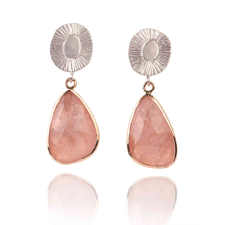 14K White and Rose Gold Earrings With Morganite