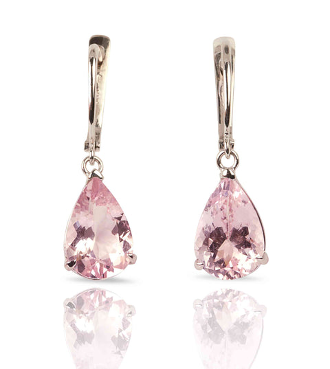 Cercei Din Aur Alb 14k Cu Morganite