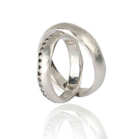 Set Verighete "ATIS-M" 14K Din Aur Alb Cu Diamante Naturale Negre