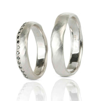 Set Verighete "ATIS-M" 14K Din Aur Alb Cu Diamante Naturale Negre