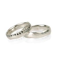 Set Verighete "ATIS-M" 14K Din Aur Alb Cu Diamante Naturale Negre