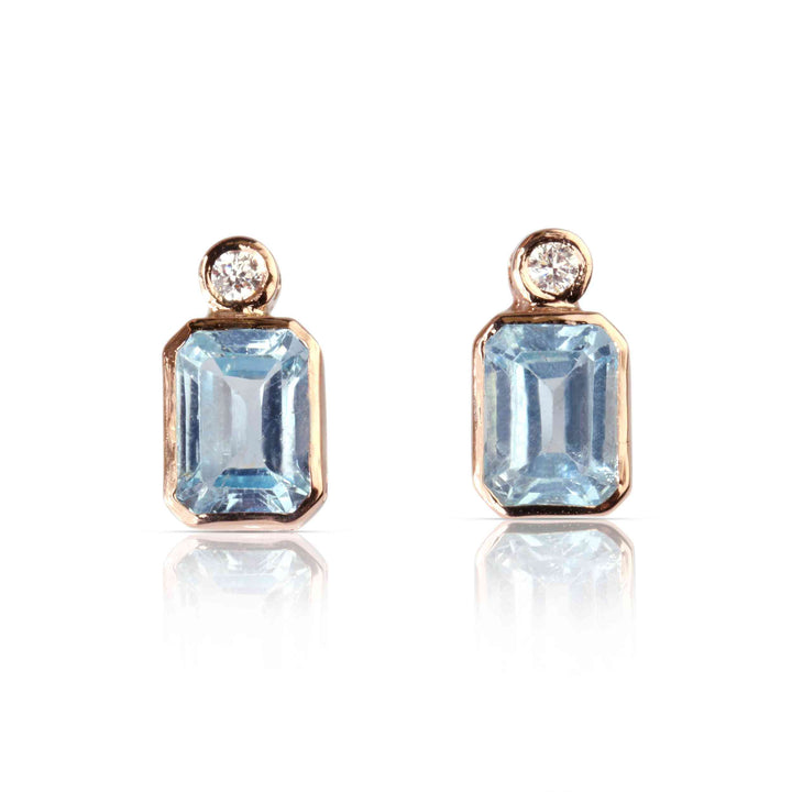 14K Rose Gold Earrings With Aquamarine