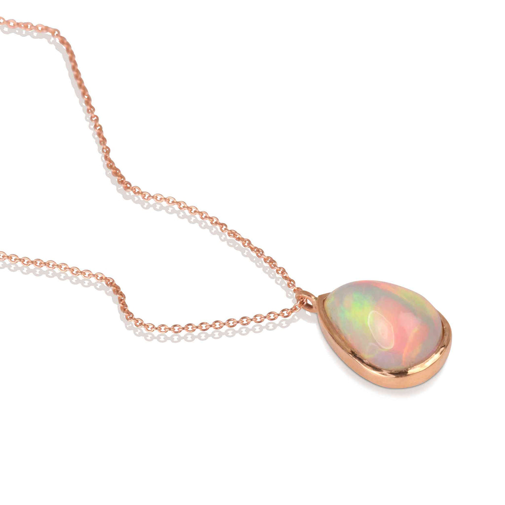 Colier Din Aur Roz 14 K cu Opal