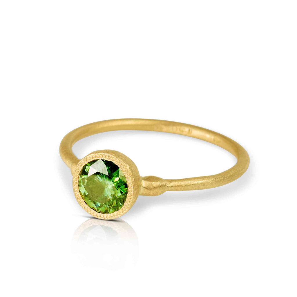 Inel Din Aur Galben 18k Cu Diamant Verde