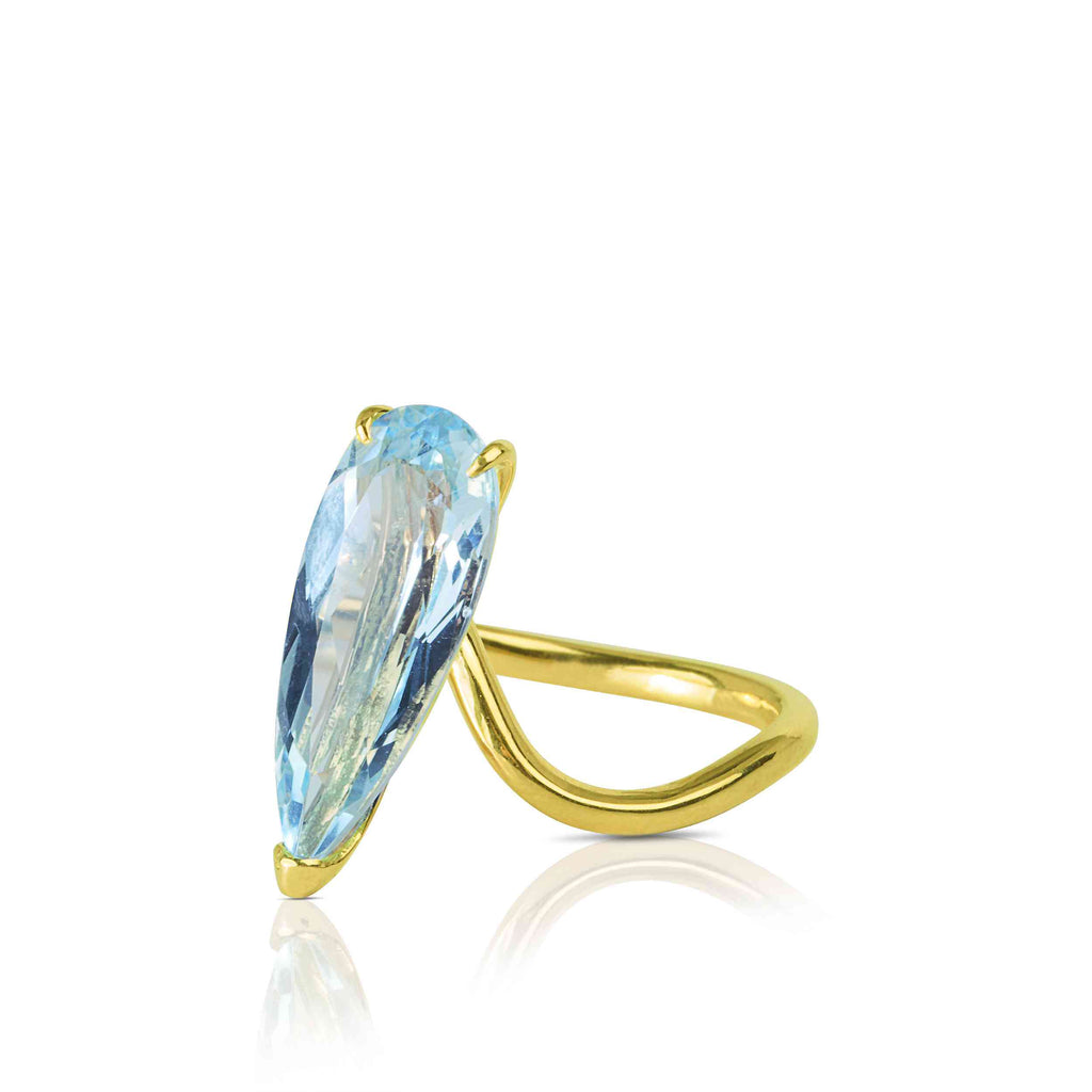 Inel Din Aur Galben 18k Cu Topaz