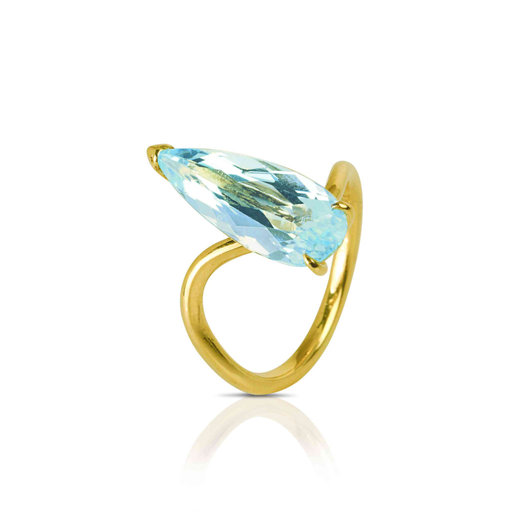 Inel Din Aur Galben 18k Cu Topaz