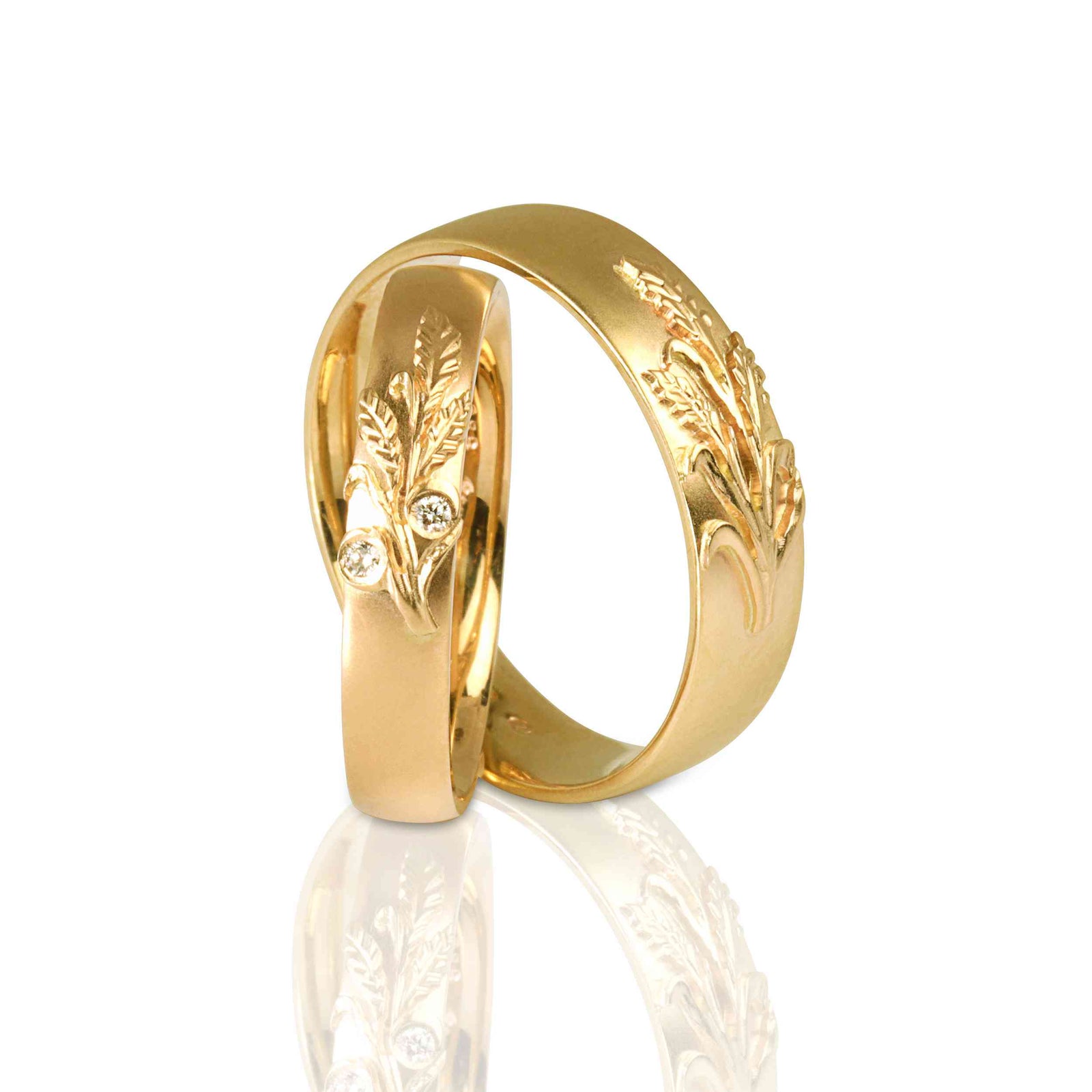 Set Verighete "FORTUNE" Din Aur Galben 14K Cu Diamante