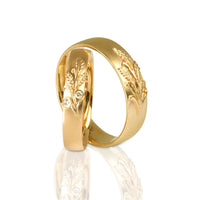 Set Verighete "FORTUNE" Din Aur Galben 14K Cu Diamante