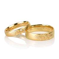 Set Verighete "FORTUNE" Din Aur Galben 14K Cu Diamante