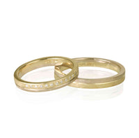 Set Verighete "Alma" 14K Din Aur Galben Și Alb cu diamante