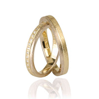 Set Verighete "Alma" 14K Din Aur Galben Și Alb cu diamante