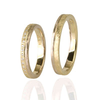 Set Verighete "Alma" 14K Din Aur Galben Și Alb cu diamante