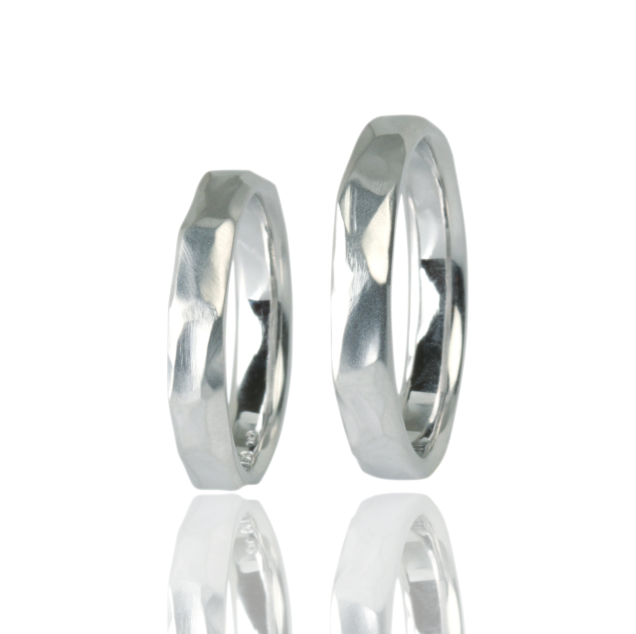 OROMO 14K White Gold Wedding Ring Set | Handwork in Romania