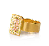 18K Yellow Gold Ring With White and Pink Diamonds