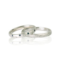 Set Verighete "SAPPHO NEW" 14K Din Aur Alb cu diamante si safire