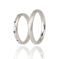 Set Verighete "SAPPHO NEW" 14K Din Aur Alb cu diamante si safire