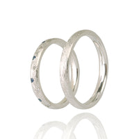 Set Verighete "SAPPHO NEW" 14K Din Aur Alb cu diamante si safire