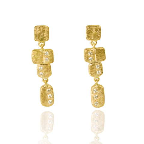 18k Yellow Gold Earrings With Natural Diamonds