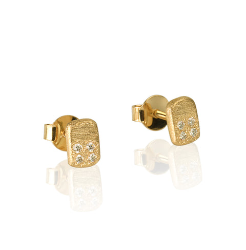 18k Yellow Gold Earrings With Natural Diamonds