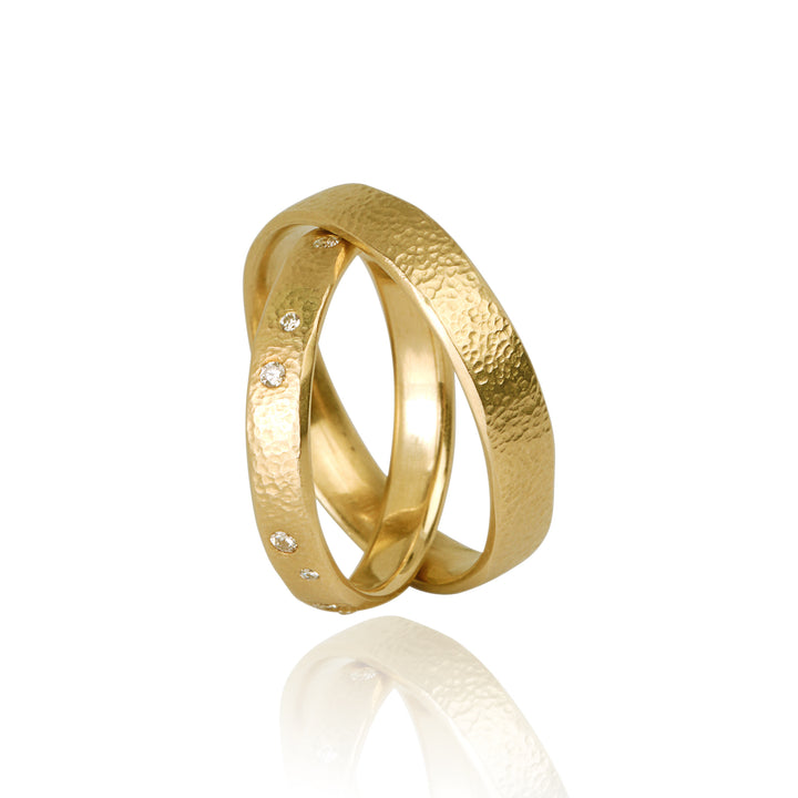 "MIRON" 14K Yellow Gold Wedding Ring Set With Diamonds