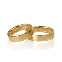 "DOMINO Big" 14K Yellow Gold Wedding Ring Set 