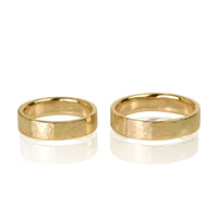 "DOMINO Big" 14K Yellow Gold Wedding Ring Set 